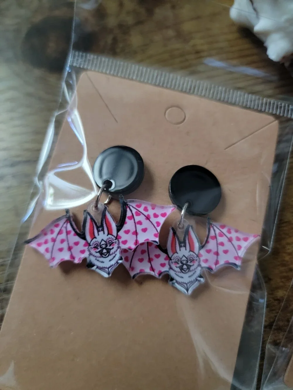 3pcs Pink Skull And Bat Earrings